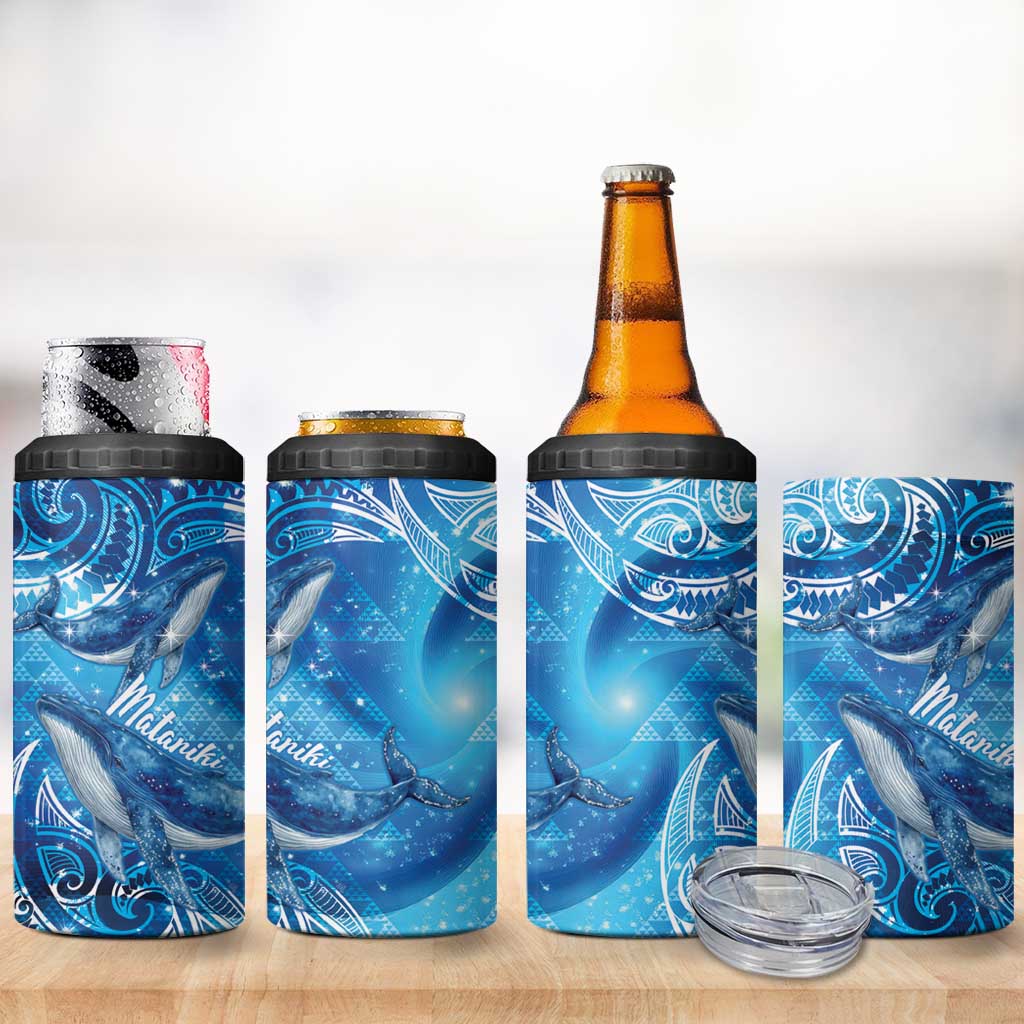 New Zealand Humpback Whale Matariki 4 in 1 Can Cooler Tumbler Maori New Year Taniko Niho Taniwha