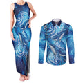 New Zealand Humpback Whale Matariki Couples Matching Tank Maxi Dress and Long Sleeve Button Shirt Maori New Year Taniko Niho Taniwha