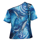 New Zealand Humpback Whale Matariki Cross Shoulder Shirt Maori New Year Taniko Niho Taniwha