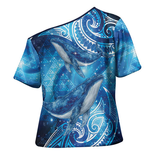 New Zealand Humpback Whale Matariki Cross Shoulder Shirt Maori New Year Taniko Niho Taniwha