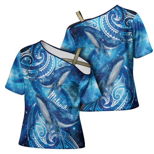 New Zealand Humpback Whale Matariki Cross Shoulder Shirt Maori New Year Taniko Niho Taniwha