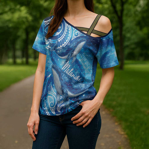 New Zealand Humpback Whale Matariki Cross Shoulder Shirt Maori New Year Taniko Niho Taniwha