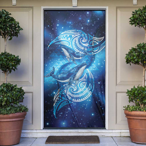 New Zealand Humpback Whale Matariki Door Cover Maori New Year Taniko Niho Taniwha