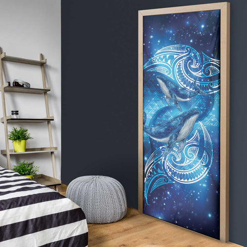 New Zealand Humpback Whale Matariki Door Cover Maori New Year Taniko Niho Taniwha