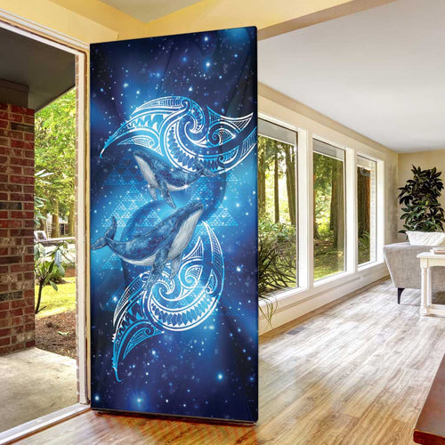 New Zealand Humpback Whale Matariki Door Cover Maori New Year Taniko Niho Taniwha