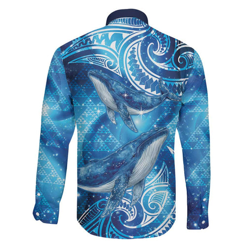 New Zealand Humpback Whale Matariki Family Matching Long Sleeve Bodycon Dress and Hawaiian Shirt Maori New Year Taniko Niho Taniwha