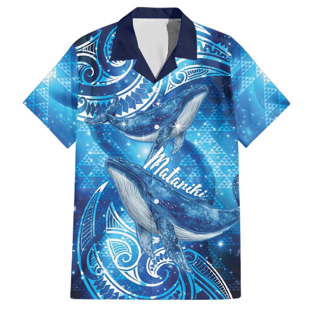 New Zealand Humpback Whale Matariki Family Matching Off The Shoulder Long Sleeve Dress and Hawaiian Shirt Maori New Year Taniko Niho Taniwha