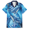 New Zealand Humpback Whale Matariki Family Matching Off The Shoulder Long Sleeve Dress and Hawaiian Shirt Maori New Year Taniko Niho Taniwha