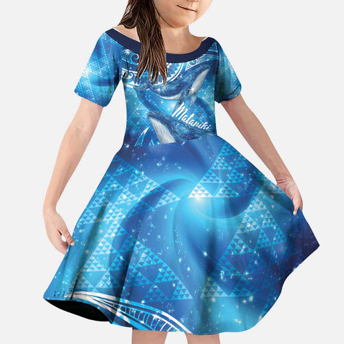 New Zealand Humpback Whale Matariki Family Matching Short Sleeve Bodycon Dress and Hawaiian Shirt Maori New Year Taniko Niho Taniwha
