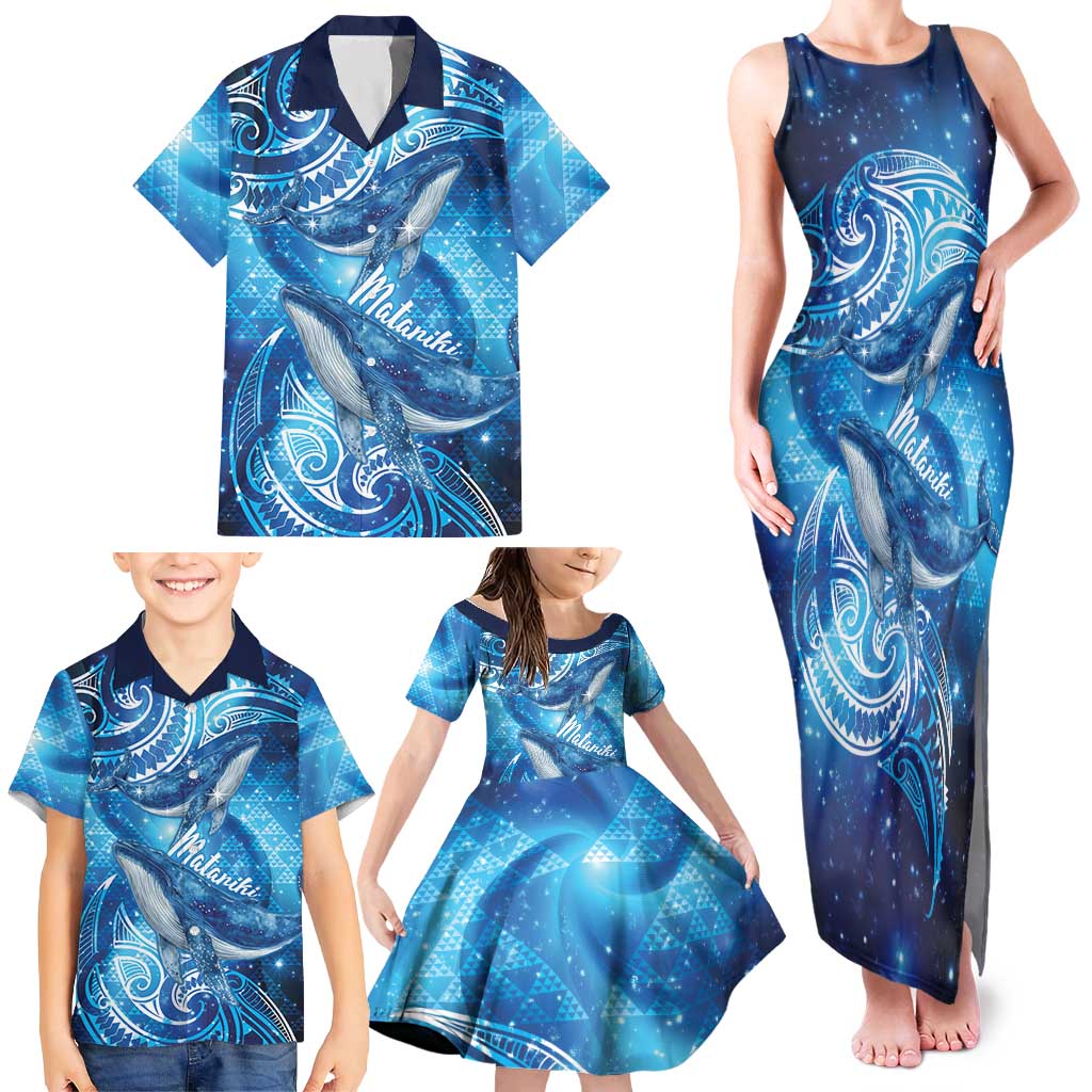 New Zealand Humpback Whale Matariki Family Matching Tank Maxi Dress and Hawaiian Shirt Maori New Year Taniko Niho Taniwha