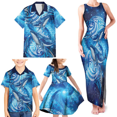 New Zealand Humpback Whale Matariki Family Matching Tank Maxi Dress and Hawaiian Shirt Maori New Year Taniko Niho Taniwha