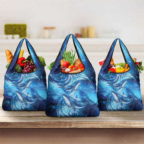 New Zealand Humpback Whale Matariki Grocery Bag Maori New Year Taniko Niho Taniwha