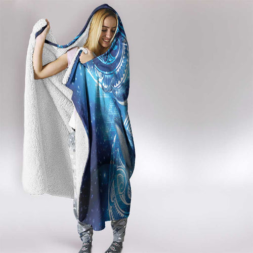 New Zealand Humpback Whale Matariki Hooded Blanket Maori New Year Taniko Niho Taniwha