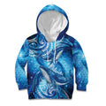 New Zealand Humpback Whale Matariki Kid Hoodie Maori New Year Taniko Niho Taniwha