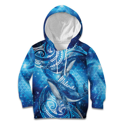 New Zealand Humpback Whale Matariki Kid Hoodie Maori New Year Taniko Niho Taniwha