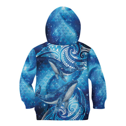 New Zealand Humpback Whale Matariki Kid Hoodie Maori New Year Taniko Niho Taniwha