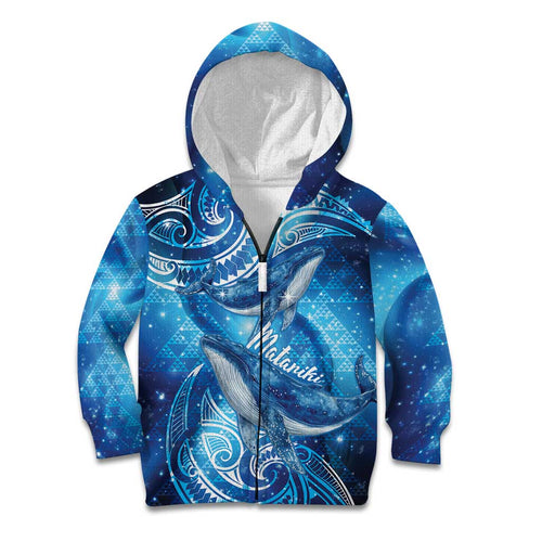 New Zealand Humpback Whale Matariki Kid Hoodie Maori New Year Taniko Niho Taniwha
