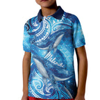 New Zealand Humpback Whale Matariki Kid Polo Shirt Maori New Year Taniko Niho Taniwha