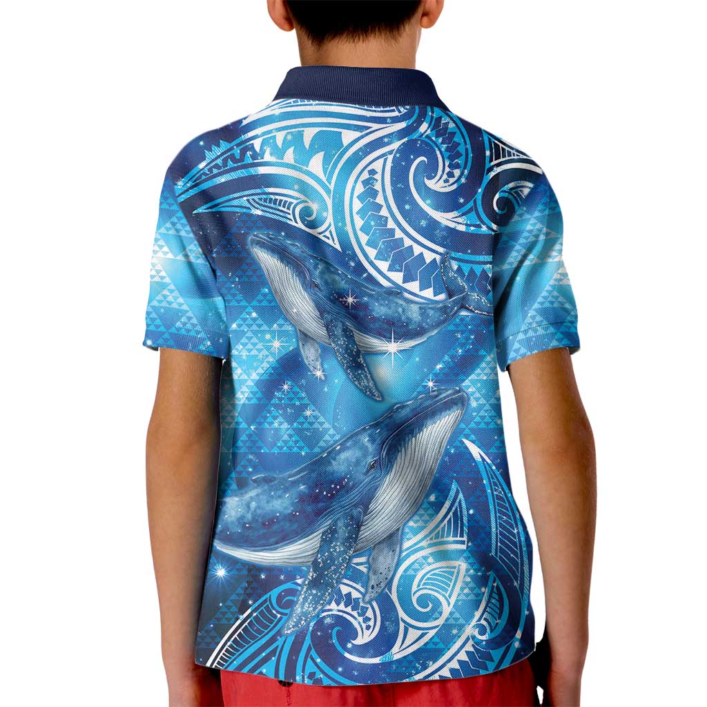 New Zealand Humpback Whale Matariki Kid Polo Shirt Maori New Year Taniko Niho Taniwha