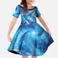 New Zealand Humpback Whale Matariki Kid Short Sleeve Dress Maori New Year Taniko Niho Taniwha