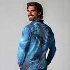 New Zealand Humpback Whale Matariki Long Sleeve Polo Shirt Maori New Year Taniko Niho Taniwha