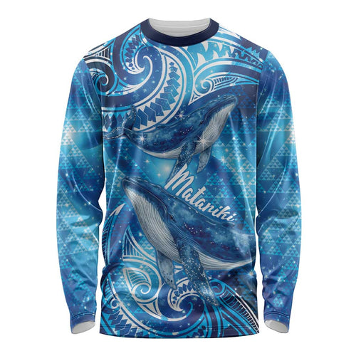 New Zealand Humpback Whale Matariki Long Sleeve Shirt Maori New Year Taniko Niho Taniwha