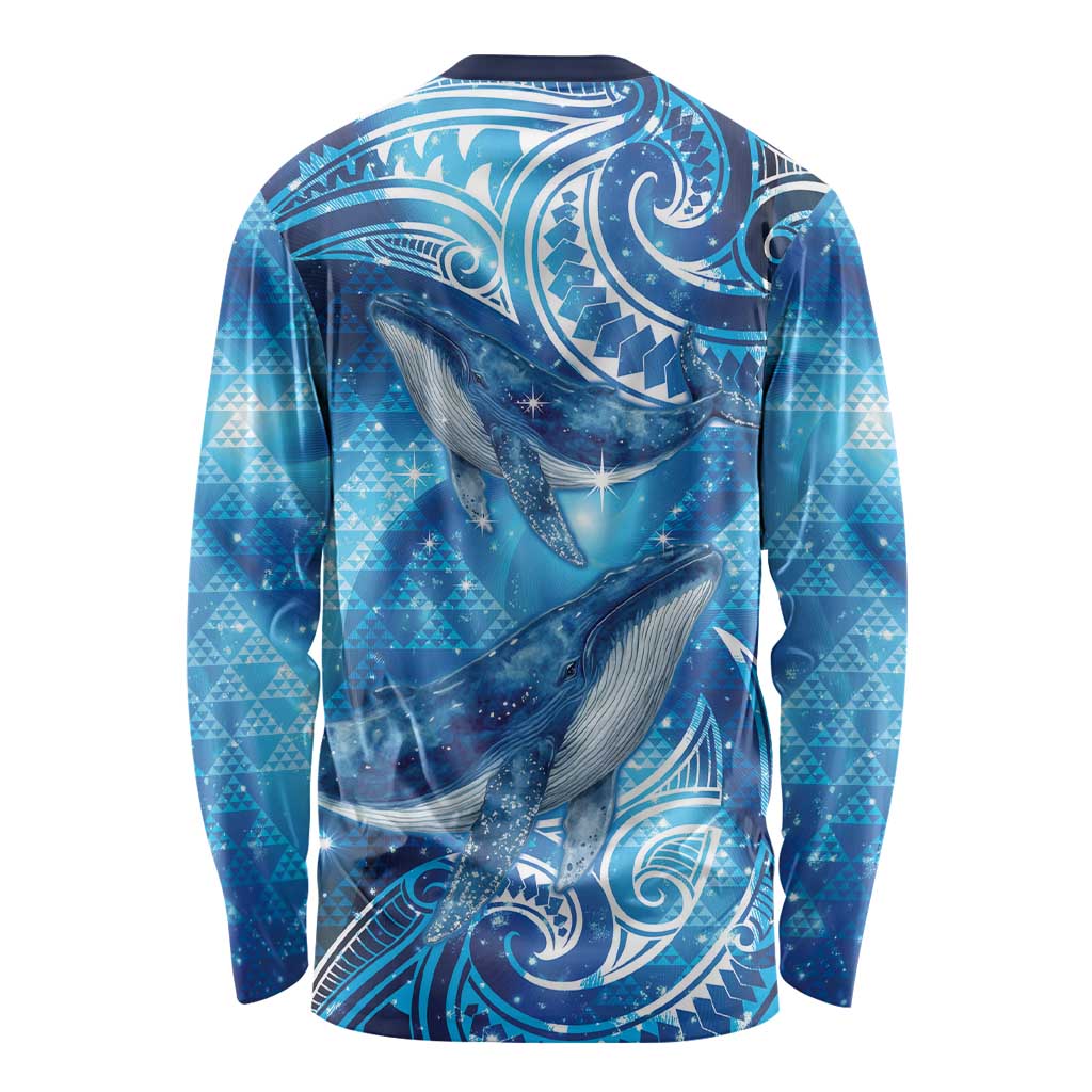 New Zealand Humpback Whale Matariki Long Sleeve Shirt Maori New Year Taniko Niho Taniwha