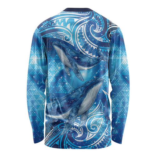 New Zealand Humpback Whale Matariki Long Sleeve Shirt Maori New Year Taniko Niho Taniwha