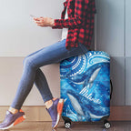 New Zealand Humpback Whale Matariki Luggage Cover Maori New Year Taniko Niho Taniwha