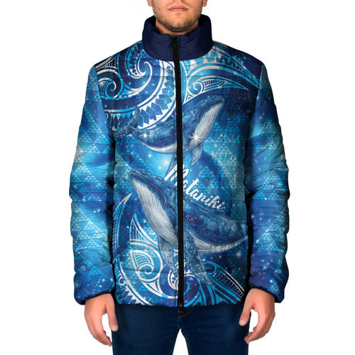 New Zealand Humpback Whale Matariki Padded Jacket Maori New Year Taniko Niho Taniwha