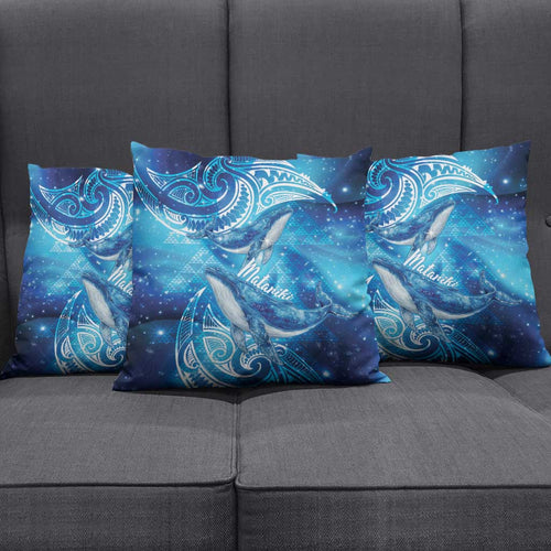 New Zealand Humpback Whale Matariki Pillow Cover Maori New Year Taniko Niho Taniwha