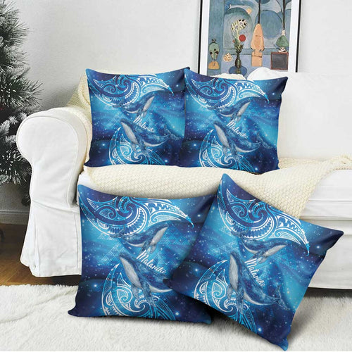New Zealand Humpback Whale Matariki Pillow Cover Maori New Year Taniko Niho Taniwha