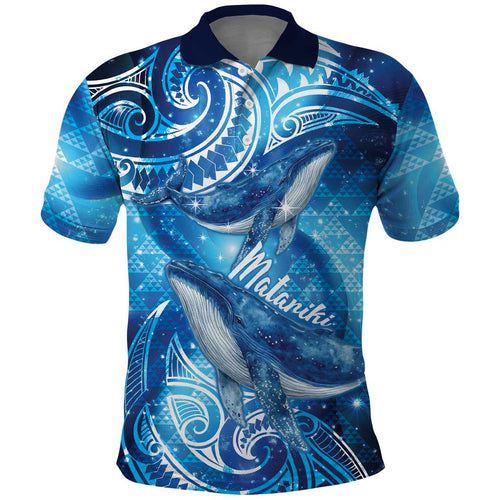 New Zealand Humpback Whale Matariki Polo Shirt Maori New Year Taniko Niho Taniwha