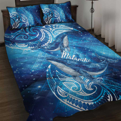 New Zealand Humpback Whale Matariki Quilt Bed Set Maori New Year Taniko Niho Taniwha