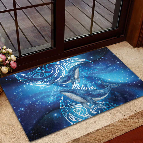 New Zealand Humpback Whale Matariki Rubber Doormat Maori New Year Taniko Niho Taniwha