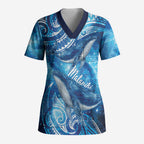 New Zealand Humpback Whale Matariki Scrub Top Maori New Year Taniko Niho Taniwha