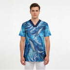 New Zealand Humpback Whale Matariki Scrub Top Maori New Year Taniko Niho Taniwha