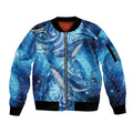 New Zealand Humpback Whale Matariki Sleeve Zip Bomber Jacket Maori New Year Taniko Niho Taniwha