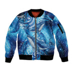 New Zealand Humpback Whale Matariki Sleeve Zip Bomber Jacket Maori New Year Taniko Niho Taniwha