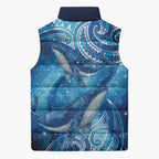 New Zealand Humpback Whale Matariki Sleeveless Puffer Jacket Maori New Year Taniko Niho Taniwha