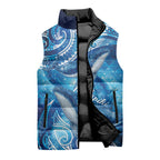 New Zealand Humpback Whale Matariki Sleeveless Puffer Jacket Maori New Year Taniko Niho Taniwha
