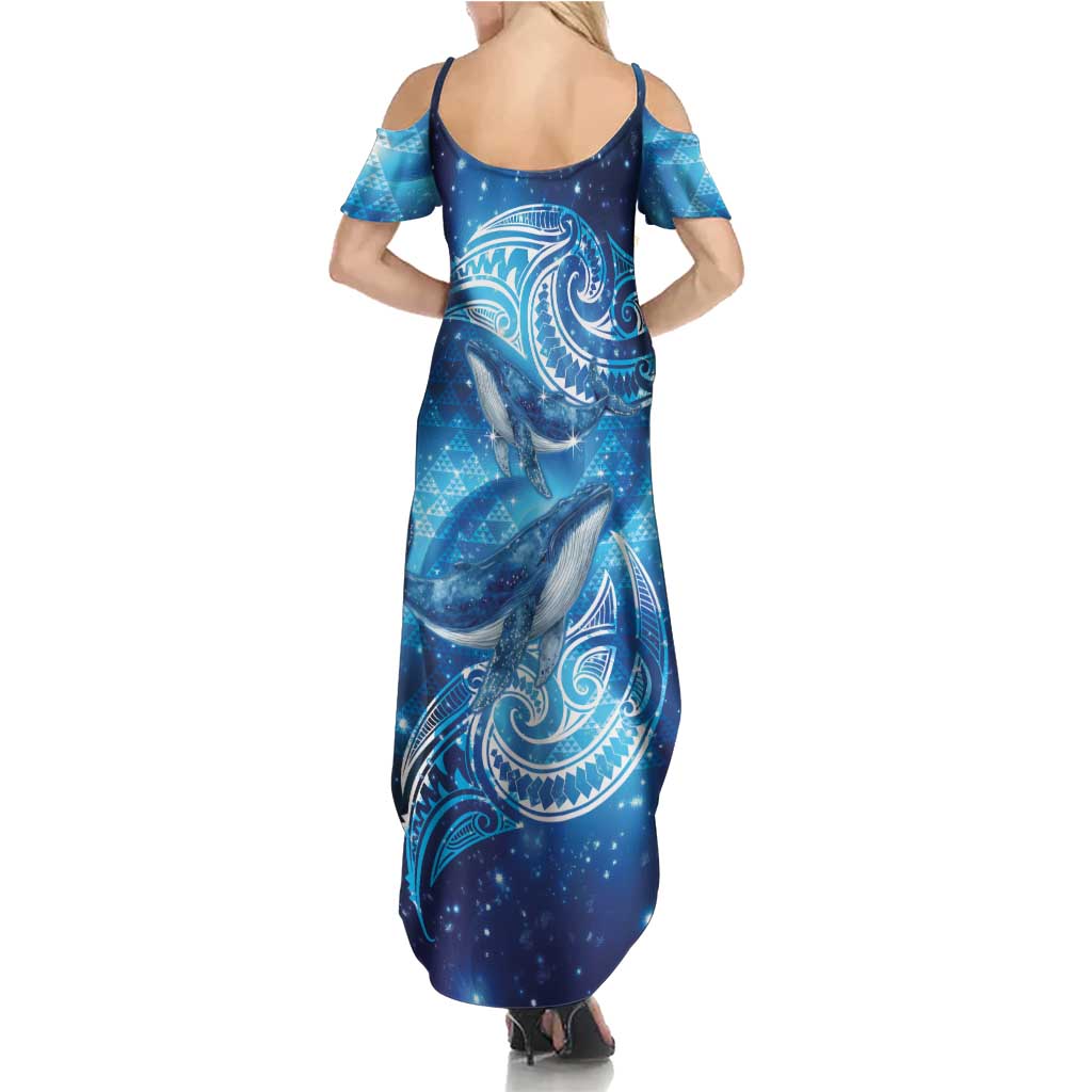 New Zealand Humpback Whale Matariki Summer Maxi Dress Maori New Year Taniko Niho Taniwha