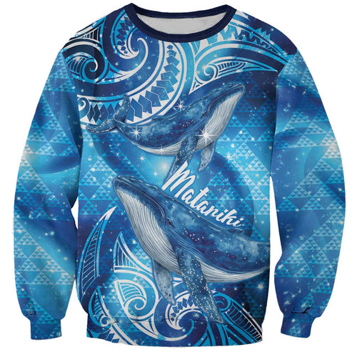 New Zealand Humpback Whale Matariki Sweatshirt Maori New Year Taniko Niho Taniwha