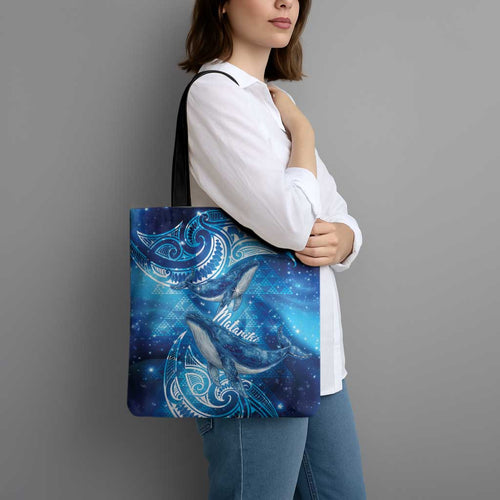 New Zealand Humpback Whale Matariki Tote Bag Maori New Year Taniko Niho Taniwha
