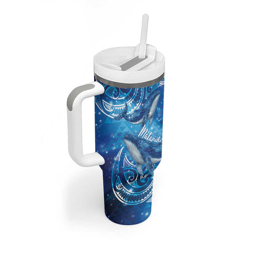 New Zealand Humpback Whale Matariki Tumbler With Handle Maori New Year Taniko Niho Taniwha