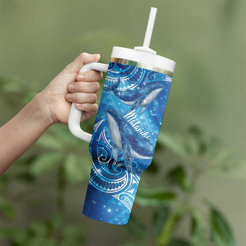 New Zealand Humpback Whale Matariki Tumbler With Handle Maori New Year Taniko Niho Taniwha
