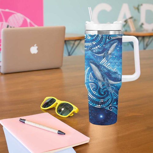 New Zealand Humpback Whale Matariki Tumbler With Handle Maori New Year Taniko Niho Taniwha