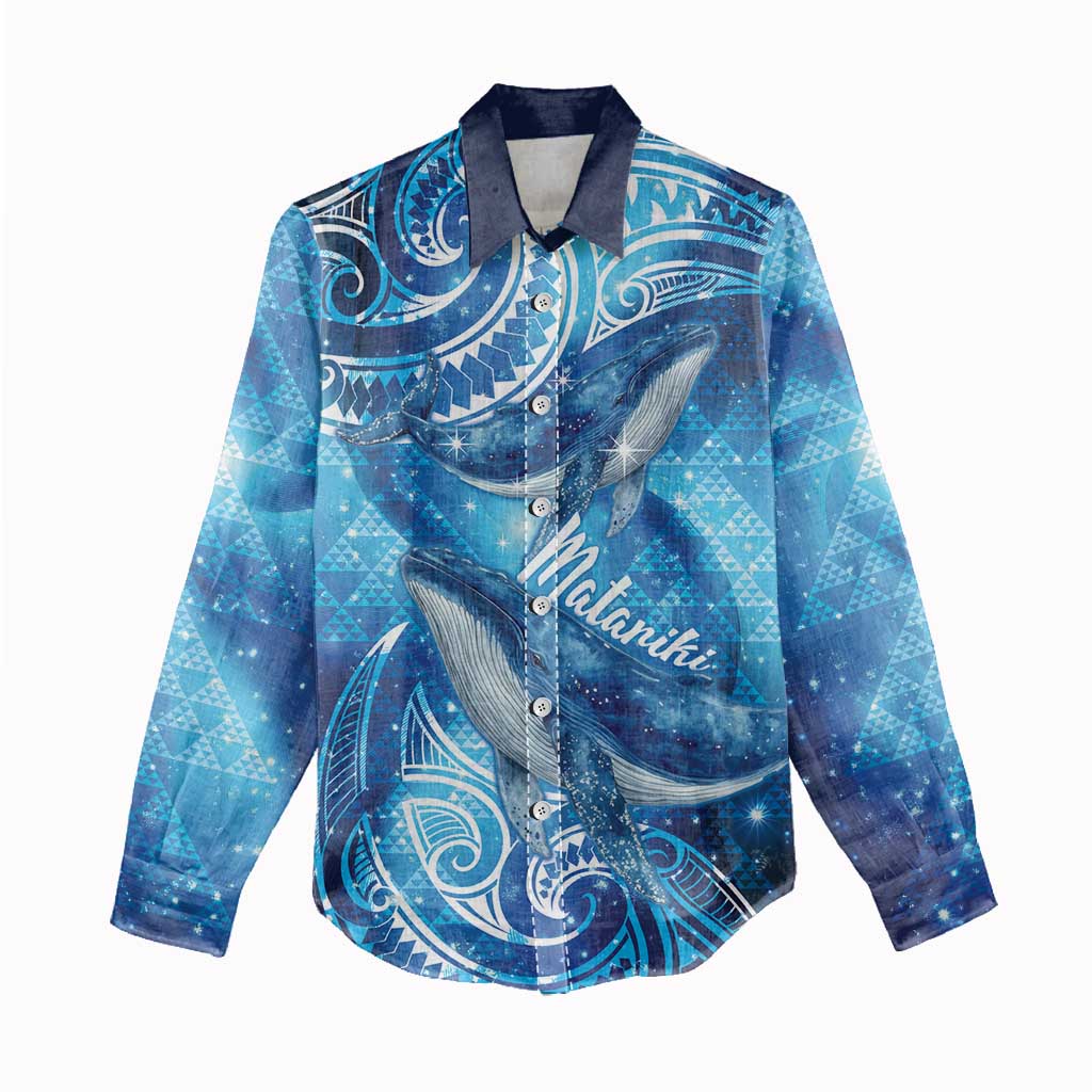 New Zealand Humpback Whale Matariki Women Casual Shirt Maori New Year Taniko Niho Taniwha
