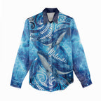 New Zealand Humpback Whale Matariki Women Casual Shirt Maori New Year Taniko Niho Taniwha