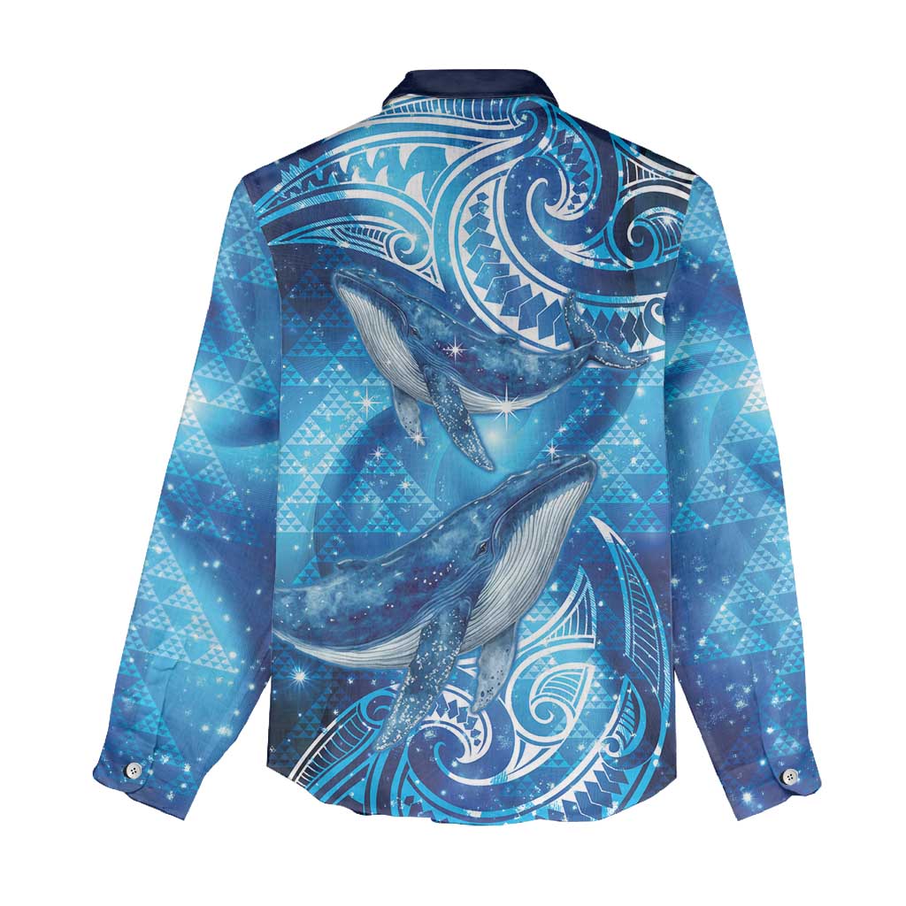 New Zealand Humpback Whale Matariki Women Casual Shirt Maori New Year Taniko Niho Taniwha